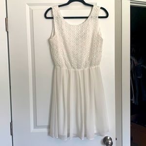 White dress with lace top
